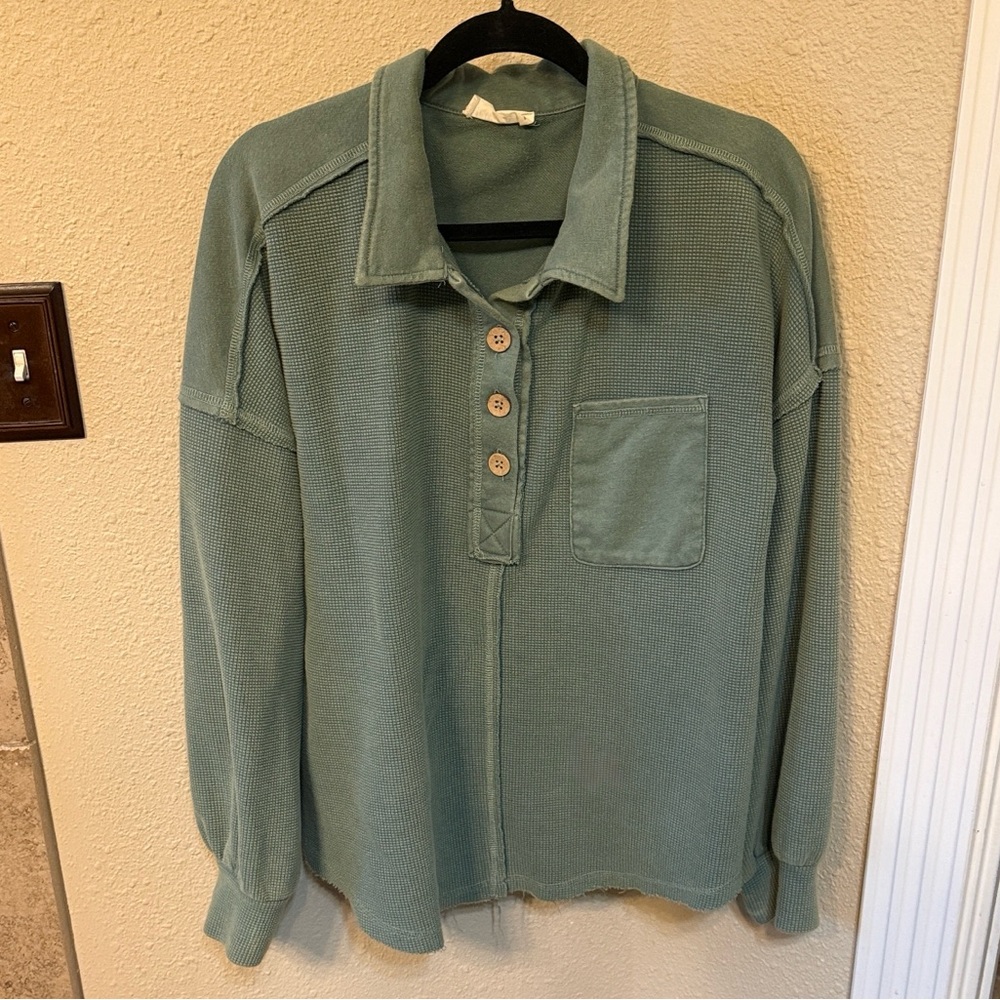 Women's Teal Button Down Shirt